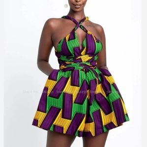 African Dashiki Retro Shorts Loose Rompers